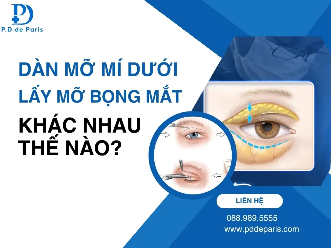 Dàn mỡ mí dưới khác gì so với lấy mỡ bọng mắt? Ưu và nhược điểm của từng phương pháp